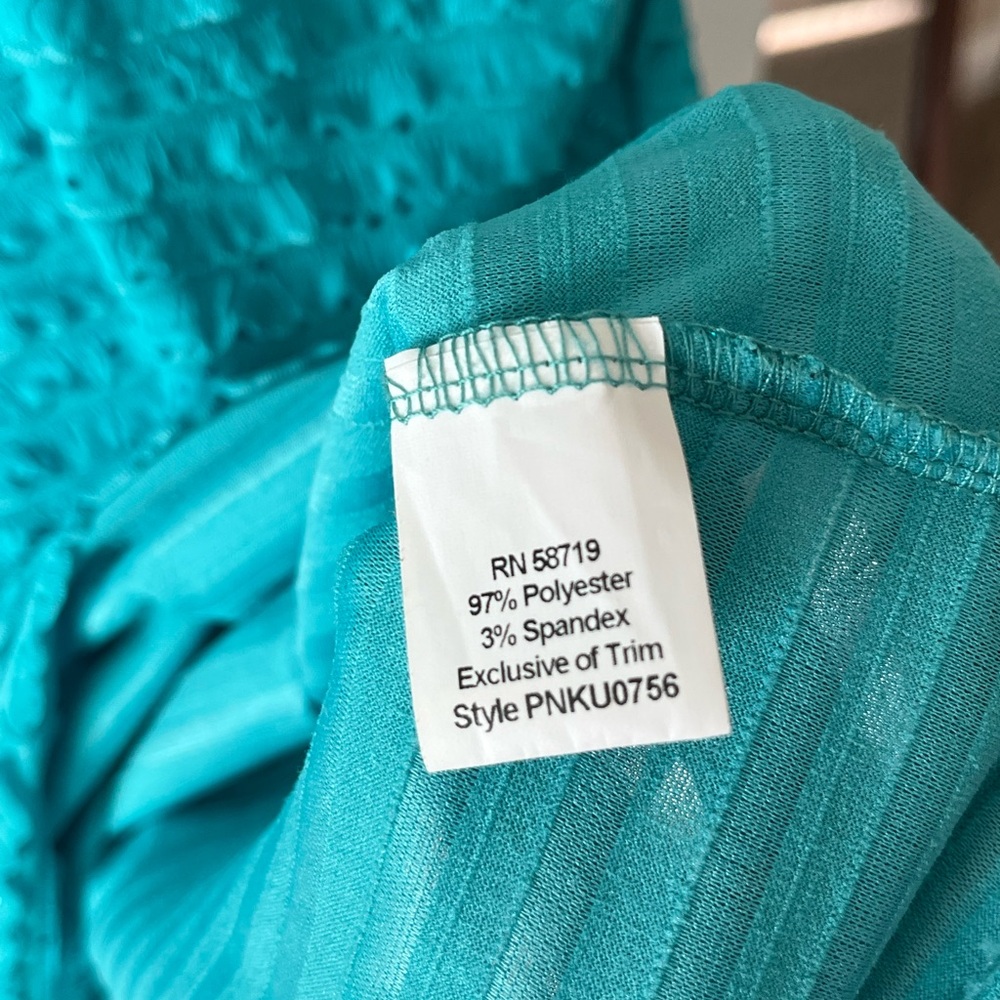 Notations Turquoise Textured Short Sleeve Top - Picture 5 of 5